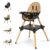 Gofirst 6 in 1 Convertible Wooden High Chair for Babies and Toddlers – Infant Dining Booster Seat With Building Block Table and 4-Position Removable Feeding Chair