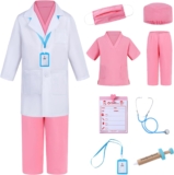 Kids Scrubs Pretend Play Kit with Lab Coat and Stethoscope – Doctor Dress Up for Boys & Girls