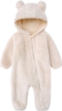 Baby Furry Jumpsuit Infant Bear Onesies Zipper Long Sleeve One-Piece Romper Hoodie Baby Outwear Snowsuit