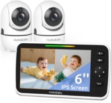 HelloBaby Baby Monitor 2 Cameras, 6” World First IPS Split-Screen 30H Battery, No WiFi 2-Way Audio, Video, VOX, Double Cameras Pan-Tilt-Zoom, Night Vision, 8 Lullabies, 1000ft for Twins