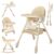 Convertible 6-in-1 High Chairs for Babies and Toddlers, Foldable Portable Baby Highchair, Compact Adjustable Folding Baby High Chair for Infant Toddler Baby Boy Girl with Wheels & Footrest (Beige)