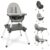 Baby Highchair,6 in 1 High Chairs for Babies and Toddler Baby Feeding Chair Coverts to HighChair for Baby, Kids Learning Table,Building Block Table,Kids Stool Removable Tray & Safety Harness(Gray)