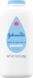 Johnson’s Baby Powder, Naturally Derived Cornstarch with Aloe & Vitamin E for Delicate Skin, Hypoallergenic and Free of Parabens, Phthalates, and Dyes for Gentle Baby Skin Care, 15 oz