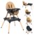 BABY JOY 5 in 1 High Chair, Convertible High Chairs for Babies and Toddlers/Booster Seat/Table and Chair Set, Infant Wooden Highchair w/ 5-Point Harness, 4-Position Removable Tray & PU Cushion, Coffee