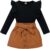 Kupretty Toddler Baby Girl Fall Winter Clothes Turtleneck Solid Knit Pullover Tops Plaid Button Mini Skirts Set Outfits