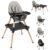 BABY JOY 5 in 1 High Chair, Convertible High Chairs for Babies and Toddlers/Booster Seat/Table and Chair Set, Infant Wooden Highchair w/ 5-Point Harness, 4-Position Removable Tray & PU Cushion (Black)