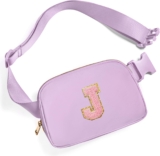 Gitus Initial Belt Bag Fanny Pack Crossbody Bag for Girls Birthday Gifts Age 8-10 Teen Girl Gifts Trend Stuff Personalized Letter Gifts for Daughter Sister (Lavender-J)