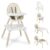 Baby Highchair,6 in 1 High Chairs for Babies and Toddler Baby Feeding Chair Coverts to HighChair for Baby, Kids Learning Table,Building Block Table,Kids Stool Removable Tray & Safety Harness(Beige)