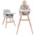 3-in-1 Convertible Wooden High Chair, High Chairs for Babies and Toddlers, Baby High Chair with Adjustable Legs & Dishwasher Safe Tray, Made of Sleek Hardwood & Premium Leatherette, Gray Color