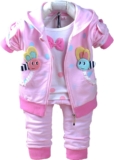 Yao 6M-4Y 3pcs Baby Girl Casual Hoodie Jacket Cotton T-Shirt Pants Sweater