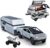 Pickup Trailer RV Model Toy Truck with Beach Motorcycle, Metal Diecast Pick-Up Truck Toy Car Vehicles with Sound/Light/Pull Back Power, Gifts for Kids/Adults Birthdays (1/32 Silver Trailer RV Kit)