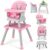 HONEY JOY 8 in 1 Baby High Chair, Convertible Highchair for Babies and Toddlers/Table and Chair Set/Building Block Table/Booster Seat/Stool/Toddler Chair with Safety Harness (Pink)