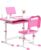 Qaba Kids Desk and Chair Set, Height Adjustable School Desk Chair Set with Tilt Desktop, USB Light, Storage Drawer for Study, Activities, Arts, or Crafts, Pink and White