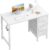 Lufeiya Small White Desk with Fabric Drawers, 40 Inch Kids Girls Teen Cute Study Desk for Bedroom Work, Reversible Computer Writing Table Desks with Drawer for Small Spaces Home Office