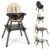 Baby Highchair,6 in 1 High Chairs for Babies and Toddler Baby Feeding Chair Coverts to HighChair for Baby, Kids Learning Table,Building Block Table,Kids Stool Removable Tray & Safety Harness(Black)