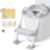 Potty Training Seat with Step Stool, Toddler Toilet Seat w/Ladder, Potty Training Chart, Splash Guard & Upgraded Non-Slip Pads, Kids Foldable Training Toilet Potty Chair for Boys Girls (Gray)