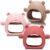 Chumia 3 Pack Teething Toys for Babies 0-6 Months Silicone Hand Teethers Baby Anti Dropping Hand Pacifiers Infant Chew Toys for Sucking Needs(Caramel, Red, Pink)