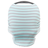 Car Seat Covers for Babies – Stretchy, Lightweight, and Extra Soft Nursing Cover – Multiuse – Covers Carseat, High Chairs, Shopping Carts – Bonus Infant Baby Beanie and Bag (Blue and Grey)