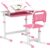 Qaba Kids Desk and Chairs Set, Height Adjustable Children School Study Desk with Tilt Desktop, Storage Drawer, Pen Slot, Hook, Ergonomic Table and Chair Set for Kids, Pink