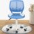 FurnitureR Desk Chair Small Study Chairs Armless for Child Kids Teens, Swivel Rolling Lightweight Task Chair with Wheels and Pu Leather Padded Cushion, Blue/White