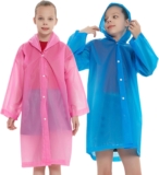 Rain Ponchos Raincoats for Kids, Reusable Boys Girls Rain Jackets Emergency with Hood for Family Disney Travel Outdoor