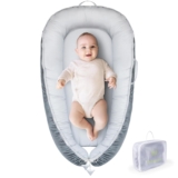 TOUCHLIFE Baby Lounger – Baby Nest for Newborn 0-24 Months, Portable Infant Lounger for Baby Girls & Boys, 100% Cotton Cover Breathable Co Sleeper for Home and Travel, Babies Essentials Gifts (Grey)