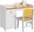 Qaba Kids Desk and Chair Set with Storage Drawer, Study Desk with Chair for Children for Arts & Crafts, Snack Time, Homeschooling, Homework, White