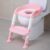 Potty Training Toilet Chair Seat with Step Stool Ladder for Kids and Toddler Boys Girls – Foldable Height Adjustable Children Toilet Training Seat with Safe Handles & Anti-Slip Pads, White-Pink