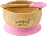 bamboo bamboo ® Suction Bowl for Baby – Bamboo Baby Bowl and Spoon Set with Removable Silicone Suction Cup for Kids | 11.8oz | Non-Toxic | Cool to the Touch | Ideal for Baby-Led Weaning (Pink)