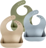 Silicone Baby Bibs Baby Feeding Set 3Pcs Adjustable Silicone Feeding Bibs for Baby Feeding Essentials Baby Must Haves