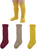 Zando Baby Knee High Socks – Infant to Toddler, Cotton Ruffle Socks, Warm Girls & Boys Long Stockings, 3-6 Pairs