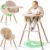 3-in-1 High Chair for Babies and Toddlers – Convertible Wooden Baby Highchair for Eating with Safety Belt, Foldable Baby Feeding Chair with 3-Position Removable Tray, Adjustable Legs, Easy to Clean
