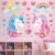 DECOWALL DS8-8068 Unicorn Wall Stickers Decals Kids Bedroom décor Girls Room Pink Furniture for Toddler Decorations Princess Poster Art Baby Nursery