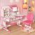 Premium Kids Study Desk Chair Set,Height Adjustable Children’s Desk and Chair School Study Table Chair with Astronaut Pattern,Ergonomic Desk Chair with Writing Board, Bookshelf and Drawer Pink