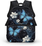Butterfly Floral Backpack for School Girls 4-7 Ages Cute Kawaii Preschool Bookbags with Top Handle 15 Inch Toddler School Bags with Mesh Side Pockets Daily Traveling