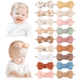 Niceye Baby Girl Bows and Headbands, Stretchy Nylon Hairbands Hair Bows for Newborns, Infants, Toddlers – Handmade Baby Hair Accessories for Girls