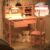 Ergonomic Height Adjustable Childrens Study Desk with 2 Drawers, Kids Study Kids Art Table with Storage,Desk with 3-Color Lights, Pink Kids Desk and Chair Set for 5-18 Year Old-rG10