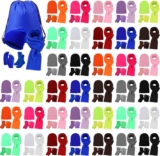 180 Pcs/36 Set Kids Winter Hats Gloves Scarf Socks with Bags Unisex Knit Beanie and Gloves Bulk Homeless Winter Gift Multicolor