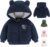 Newborn Infant Baby Boys Girls Cartoon Fleece Hooded Jacket Coat with Ears Warm Todder Kids Outwear Coat Zipper Up 0-6Y