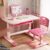 Height Adjustable Kids Desk and Chair Set, Kids Functional Desk and Chair Set for Kids, Children Study Desk, Study Table for Kids Boys Girls School Study Table for Writing Reading Pink