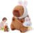 Emoin Cute Capybara Plush Baby Easter Gifts, 9 Inch Easter Bunny Capybara Stuffed Animals Wearing White Bunny Hat and Bag Hugging Toy Soft Capybara Plushie Doll Easter Gift Toy