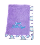 Bacati – Paisley Floral Plush Embroidered 30 inches x 40 inches Baby Blanket (Aqua/Lilac/Purple Paisley Lilac)