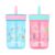 Contigo Leighton Kids Plastic Water Bottles, Spill-Proof Tumblers with Straw, Dishwasher Safe, 14oz 2-Pack in Blue Raspberry/Butterflies & Azalea/Llamas Themes – Ideal for Toddlers and Older Kids