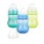 Nuby Wide Neck Non-Drip Bottle – Baby Bottles with Anti-Colic Vari-Flo Valve – (3-Pack) 8 oz – 0+ Months – Yellow, Blue, Green