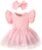 Baby Girl Ruffle Sleeve Romper Dress Infant Jumpsuit Tutu Skirt Set Newborn Princess Tulle Dresses Headband Outfit