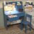 Kids Study Desk with 3-Color Lights, Blue Desk and Chair Set for 5-12 Year Old, Kids Study Table with Charging Station, Study Table with Drawers and Storage Shelf-5c40