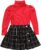 Fernvia Toddler Baby Girl Fall Winter Skirt Set Turtleneck Ribbed Long Sleeve T-Shirt Top & Plaid Skirts Dress 2Pcs Outfits