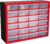 Akro-Mils 24-Drawer Plastic Drawer Storage Cabinet for Garage Organization, Bead Organizer, Building Bricks Storage, Teacher Toolbox, Makeup Organizer, 20-Inch W x 6-Inch D x 16-Inch H, 10124 Red
