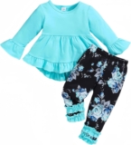 Baby Girl Clothes Infant Toddler Girl Outfit Long Sleeve Shirts Top Rufffle Pants Little Girls Clothes