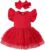 Baby Girl Ruffle Sleeve Romper Dress Infant Jumpsuit Tutu Skirt Set Newborn Princess Tulle Dresses Headband Outfit